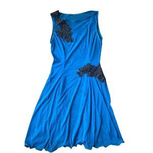 custom ADULT S lyrical/contemporary dance costume blue sheer mesh dress